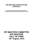 2018 Iwf Masters Hall Of Fame Booklet