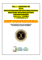2019 Medıterranean Internatıonal Masters Open Entry Form