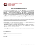Immunization School Vaccination Medical Exemption Form