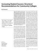 Increasing Student Success Structural Recommendations For Community Colleges