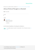 African Political Thought İn A Nutshell