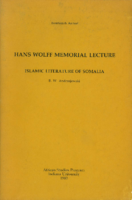 Hans Wolff Memorial Lecture Islamic Literature Of Somalia