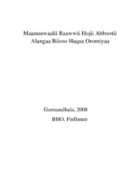 Maanuwalii Raawwii Hojii Abbootii Alangaa Biiroo Haqaa Oromiyaa