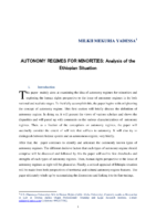 Reflection By Milkii Mekuria Autonomy Regimes For Minority İn Eth