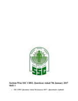 Ssc Chsl 2017 Question Papers (7 January To 31 January)