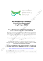 Australian Pharmacy Council İntern Written Examanation