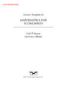 [Blume] Mathematics For Economists. Solutıons
