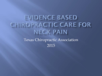 Evidence Based Chiropractic Care For Neck Pain