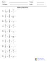 Hesi A2 Math Addition Fractions