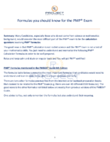 Formulas To Pass Pmp Exam