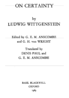 On Certainty By Ludwig Wittgenstein