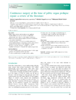 Continence Surgery At The Time Of Pelvic Organ Prolapse Repair A Review Of The Literature