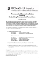 Tutorial 4 Manipulating Pharmaceutical Formulations