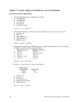 Chapter07 Activity Analysis, Cost Behavior, And Cost Estimation