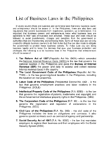 List Of Business Laws İn The Philippines