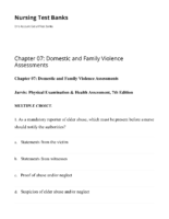 Chapter 07 Domestic And Family Violence Assessments Nursing Test Banks