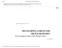 Developıng Strengths Or Weaknesses