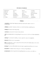 Life Science Vocabulary Words-Ged Exam