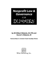 Nonprofit Law Governance For Dummies (Jill Gilbert Welytok Jd Cpa Etc.)