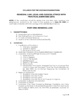 Syllabus – Remedial Law, Legal and Judicial Ethics