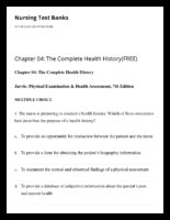 Chapter 04 The Complete Health History(Free) Nursing Test Banks